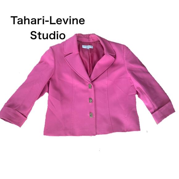 Tahari-Levine Studio Vibrant Pink Blazer / Jacket Sz. 16 - Picture 3 of 7